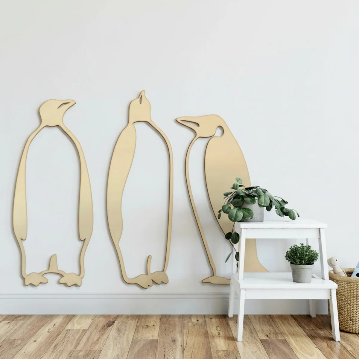 Houten decoratie - Pinguïn (3 stuks) - Berken multiplex