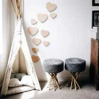 Birch Plywood Wood Wall Decoration - Hearts (10 pieces)