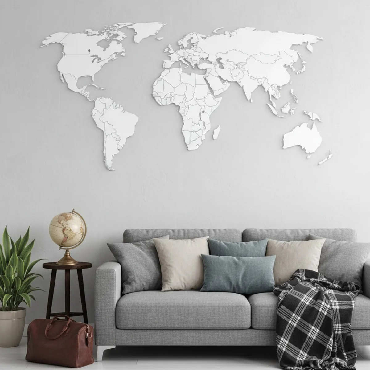 Plywood World Map Wall Decor