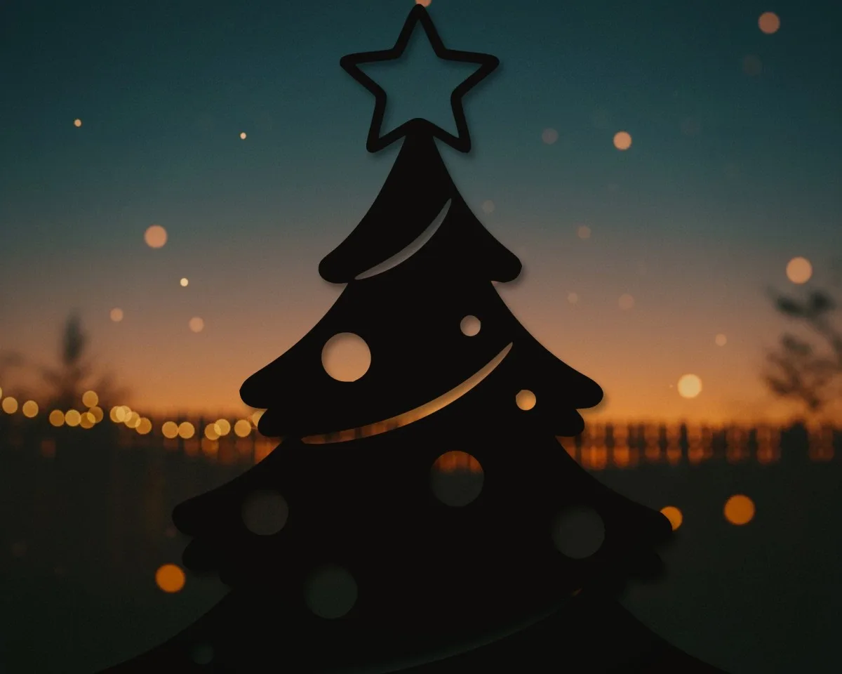 Decorated Christmas Tree Wall Decor – Baubles and Garland – Birch Plywood