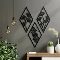 Birch Plywood Wall Decor – Ginkgo Leaf Diamond Set (3 pieces)