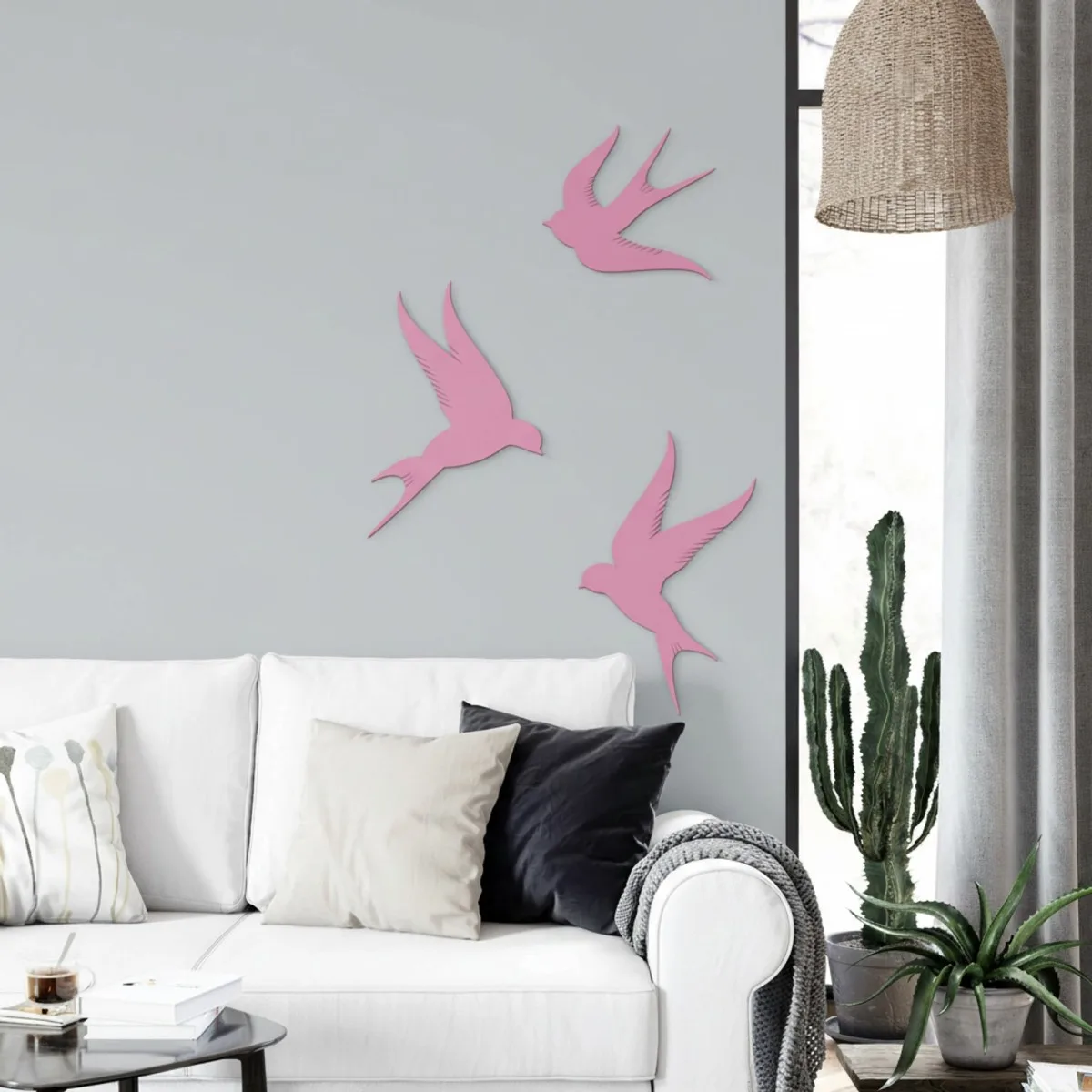 Déco murale en bois – Trio d'oiseaux – Contreplaqué de bouleau (3 pièces)