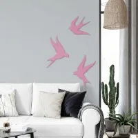 Déco murale en bois – Trio d'oiseaux – Contreplaqué de bouleau (3 pièces)