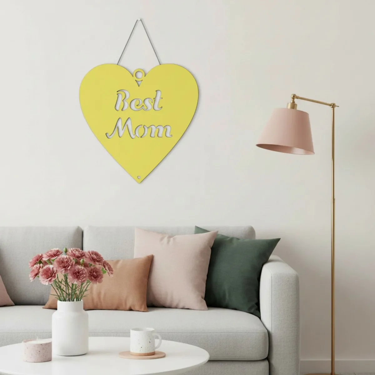Déco murale en contreplaqué « Best Mom » en forme de cœur