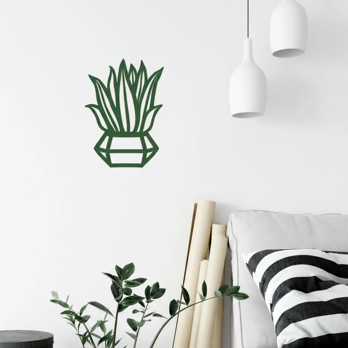 Diamond Potted Plant Wall Decor – Laser-Cut Birch Plywood