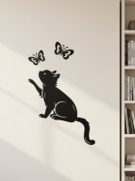 Cat and Butterflies Wall Art