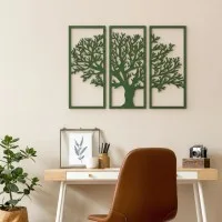 Wanddekoration aus Birken-Sperrholz – 3-teiliges Baum-Set 58x40 cm