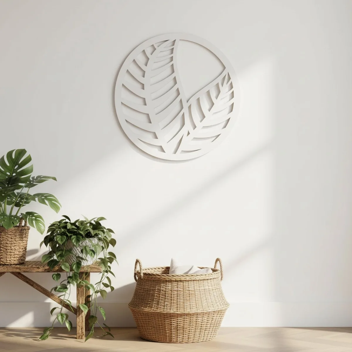 Décoration en bois contreplaqué feuilles en cercle