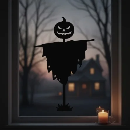 Pumpkin Scarecrow Wall Art – Halloween Stake Silhouette – Birch Plywood
