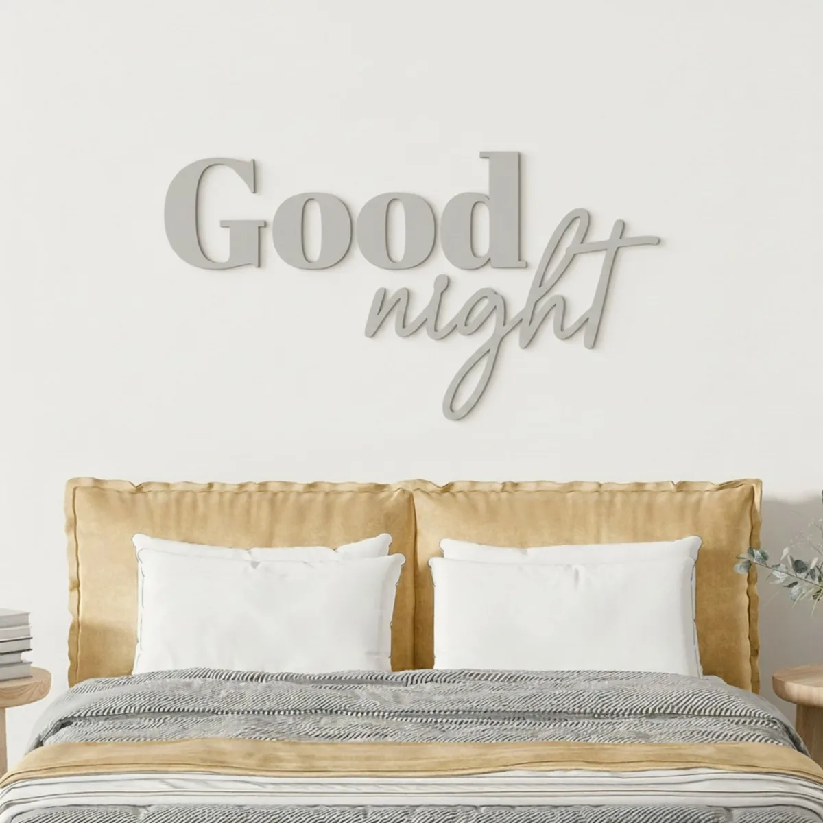 Good Night wanddecoratie van berken multiplex