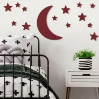 Sperrholz Wanddekoration – Mond und Sterne Set