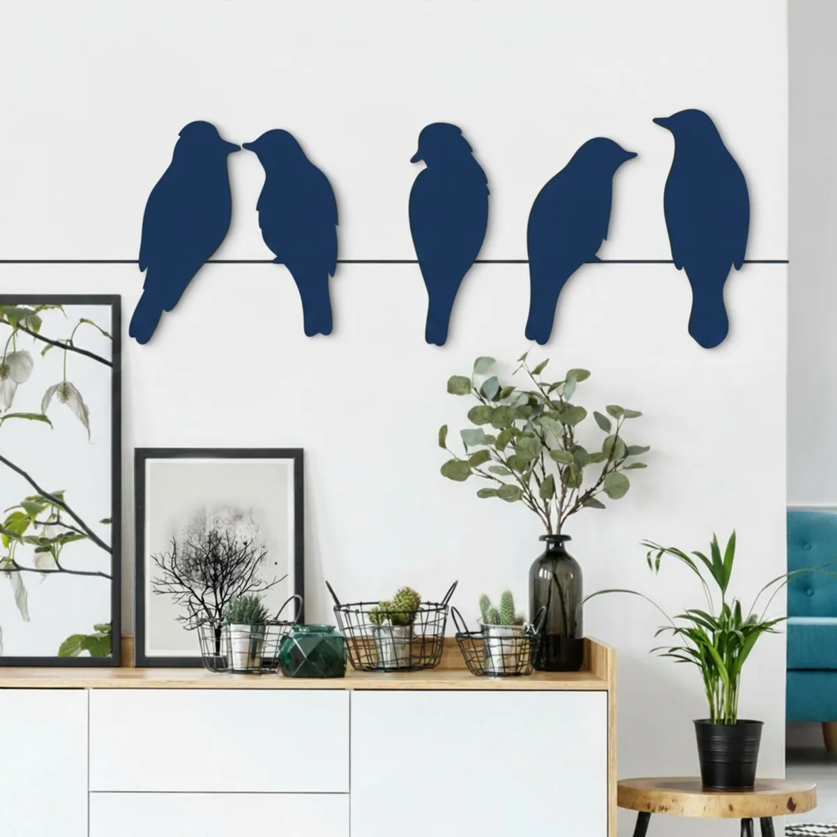 Wanddeko „Vogelfamilie“ – Birkenfurniersperrholz (5-teilig)