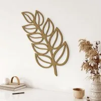 Blad wanddecoratie van berken multiplex – botanische laserdecoratie, 60 x 34 cm
