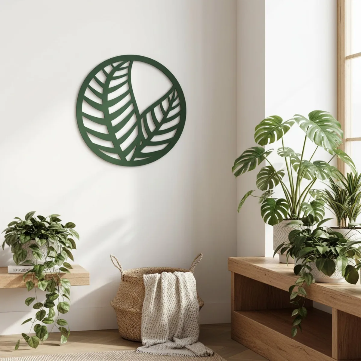 Décoration en bois contreplaqué feuilles en cercle