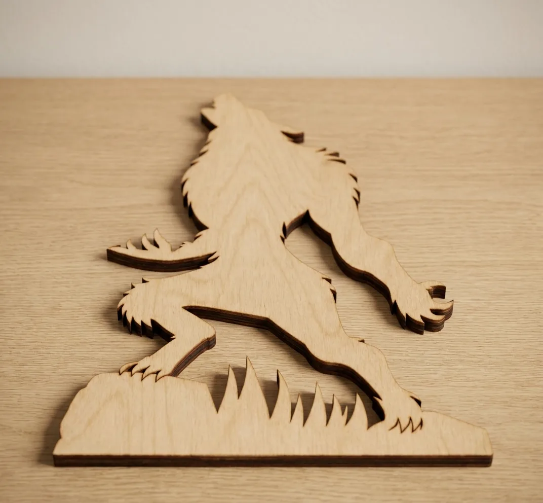 Wooden Werewolf Silhouette Decor