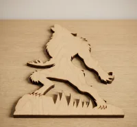 Wooden Werewolf Silhouette Decor