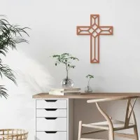 Origami-Kreuz Wanddekoration aus Birken-Sperrholz