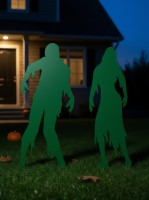 Couple de zombies Halloween pour jardin – Ensemble de 2 silhouettes en bois