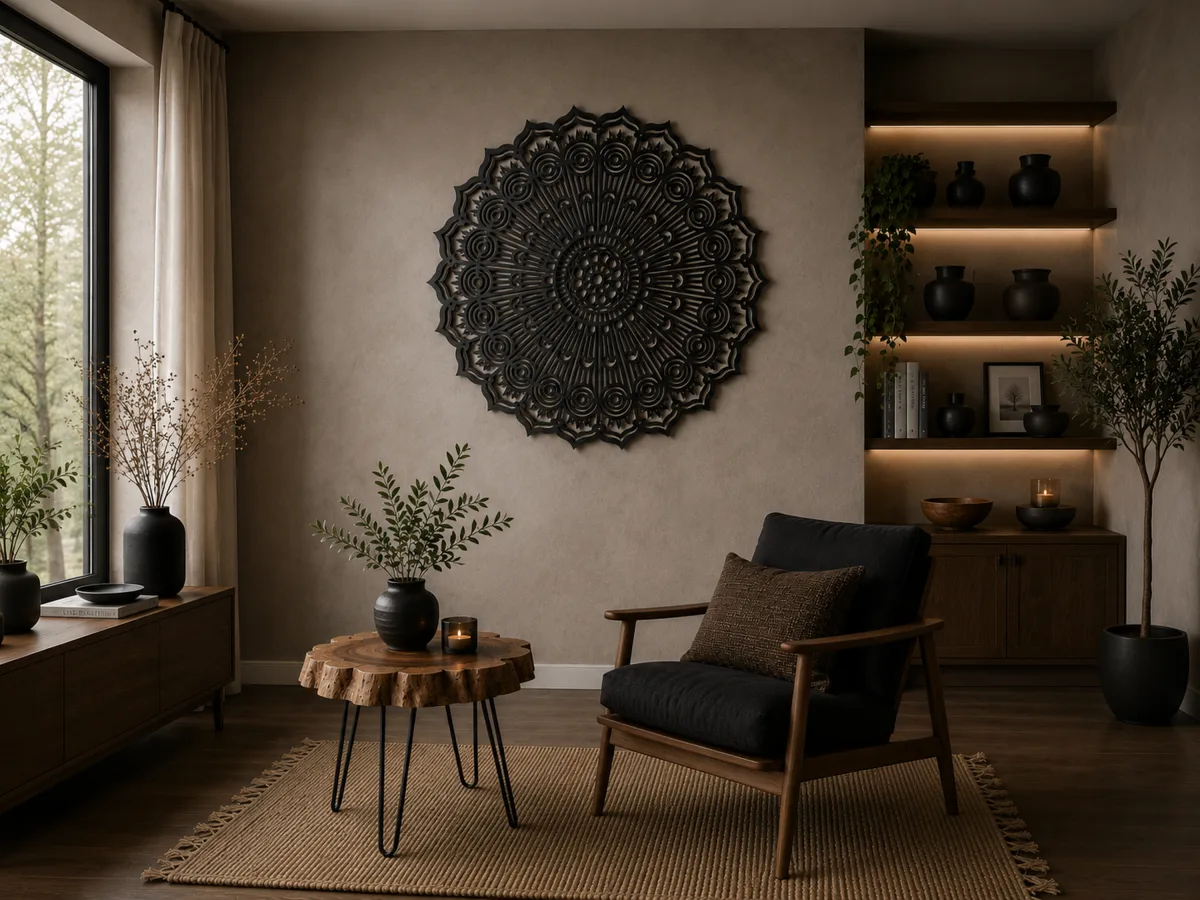 Wooden Mandala Rosette Wall Panel