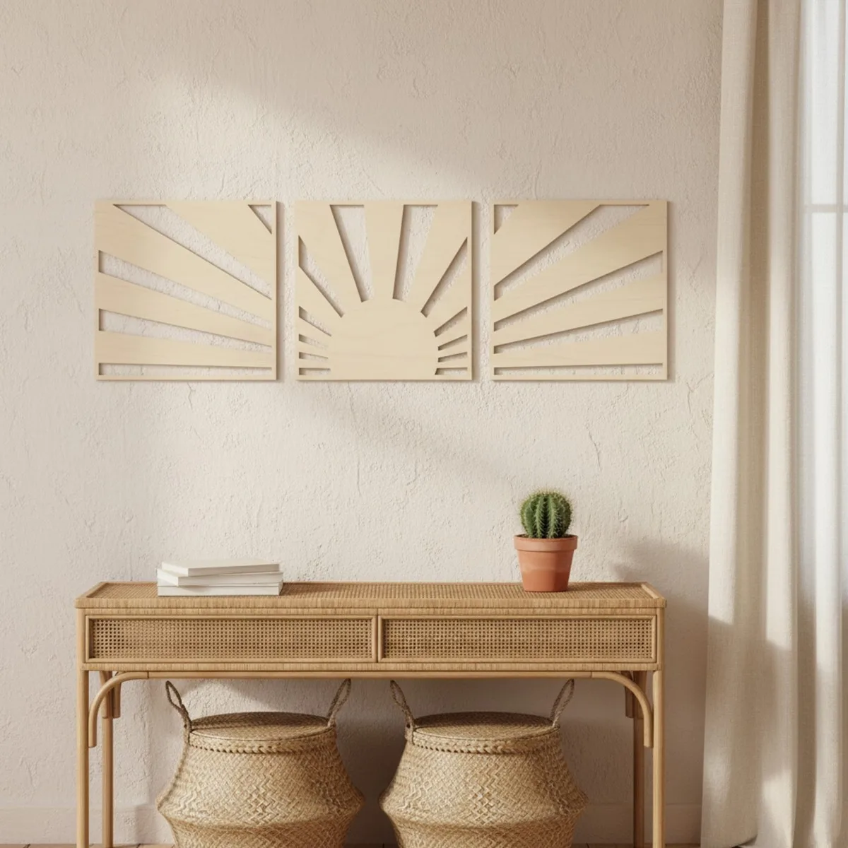 Birch Plywood Wood Decor: Boho Sunset (3-Piece Set)