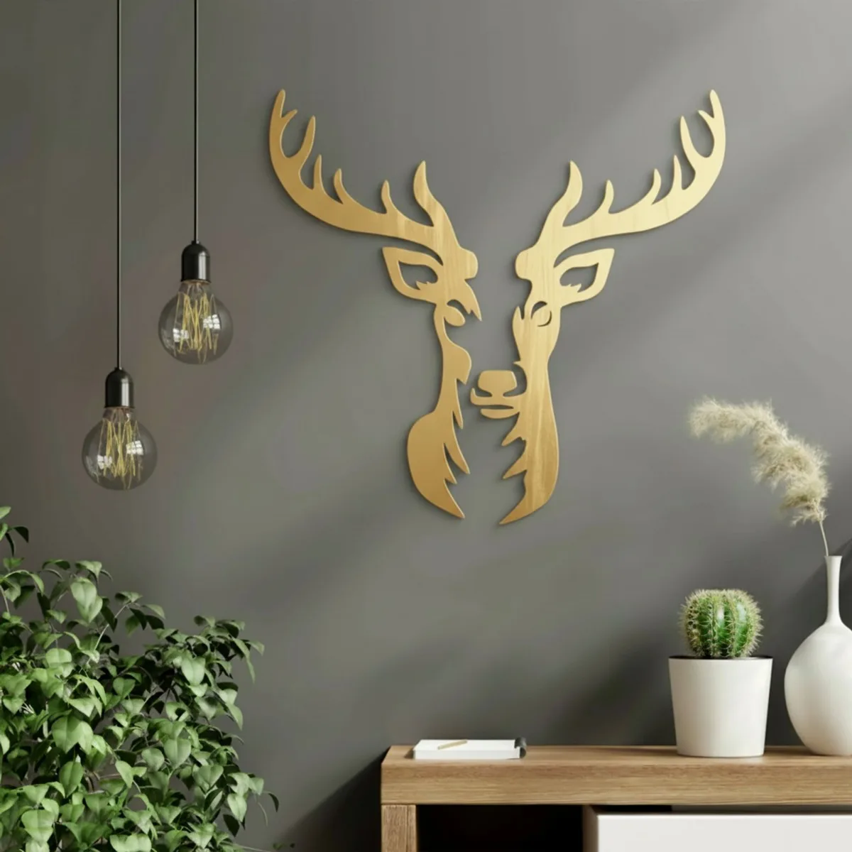 Deer Head Wall Decor – Birch Plywood – 40x42 cm