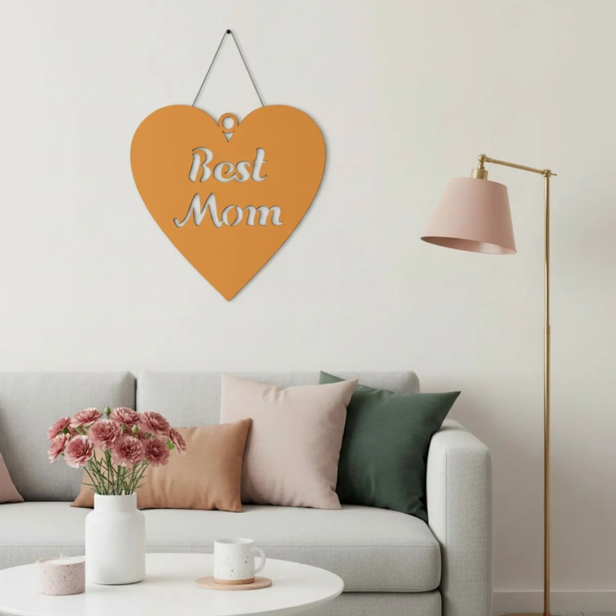 Déco murale en contreplaqué « Best Mom » en forme de cœur