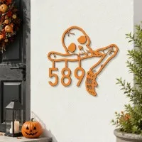 Halloween Skeleton House Number Sign – Custom Address Numbers, Skull & Bone