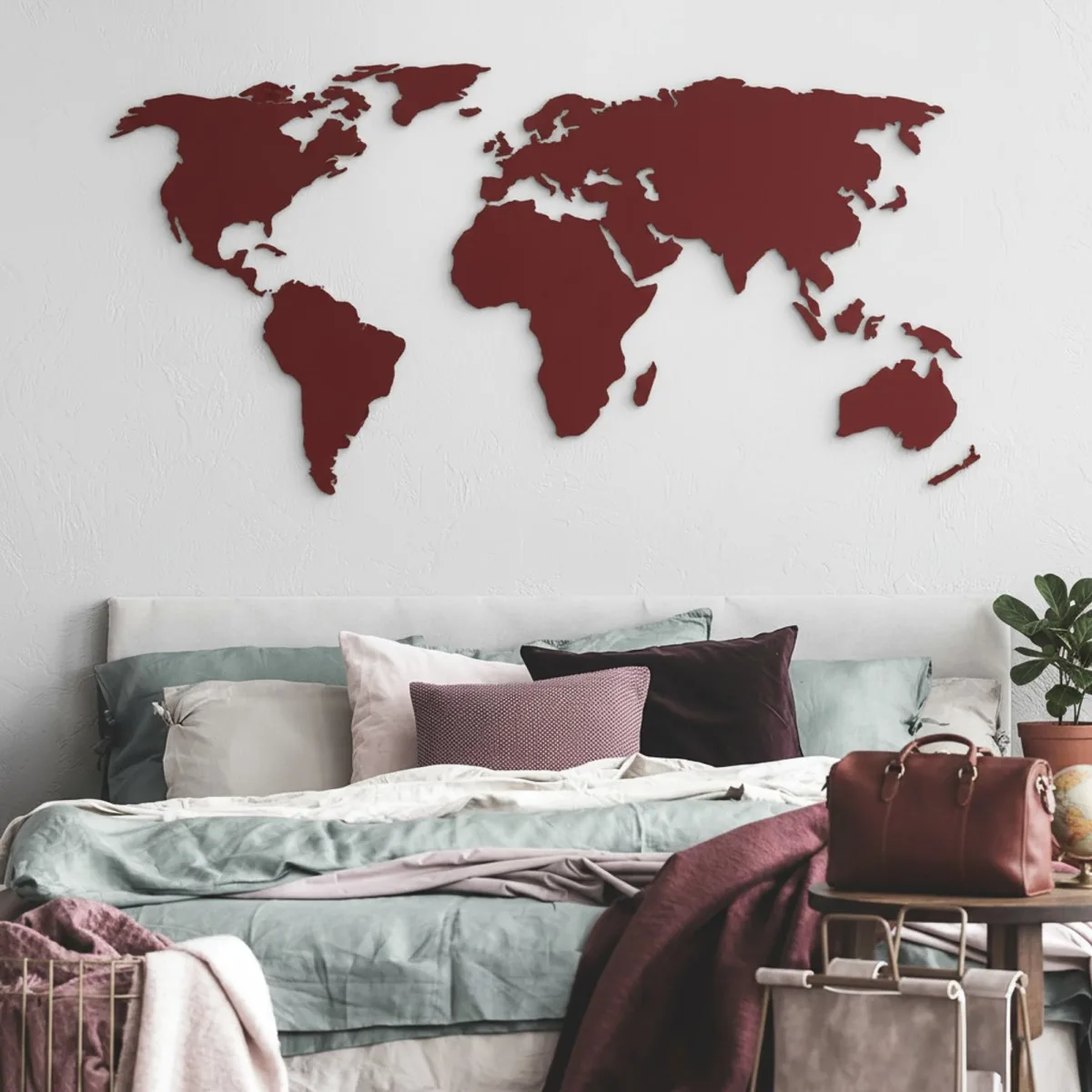 Plywood World Map Wall Decor