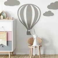 Birch Plywood Wall Decor - Hot Air Balloon with Vertical Lines