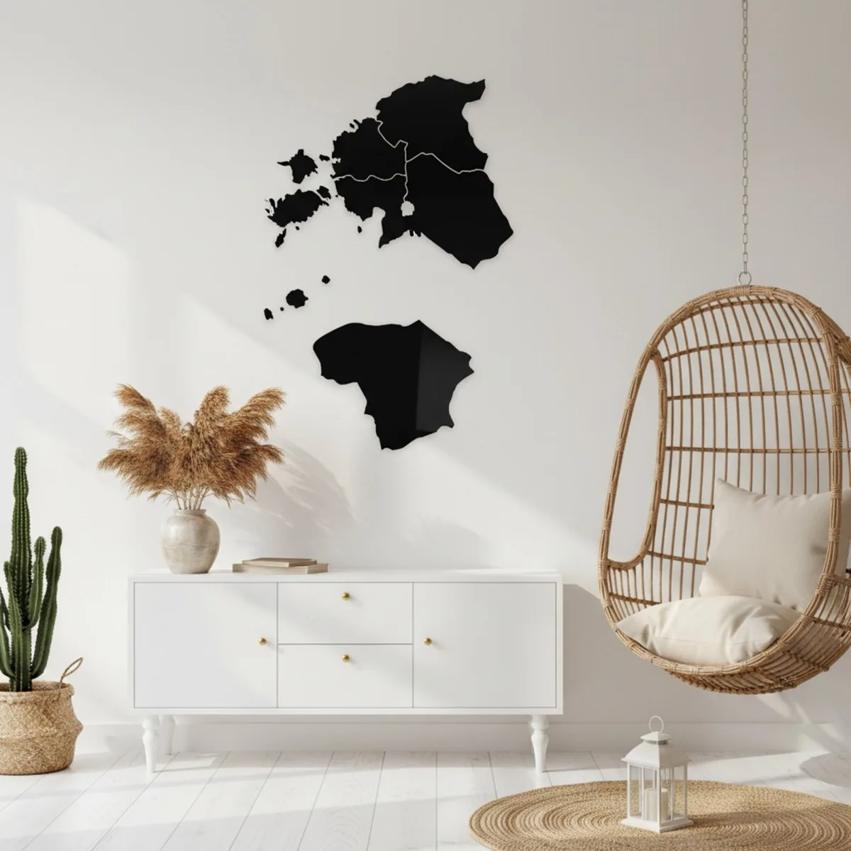 Baltic States Map – Birch Plywood Wooden Wall Decor (2 pieces)