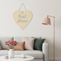 Déco murale en contreplaqué « Best Mom » en forme de cœur