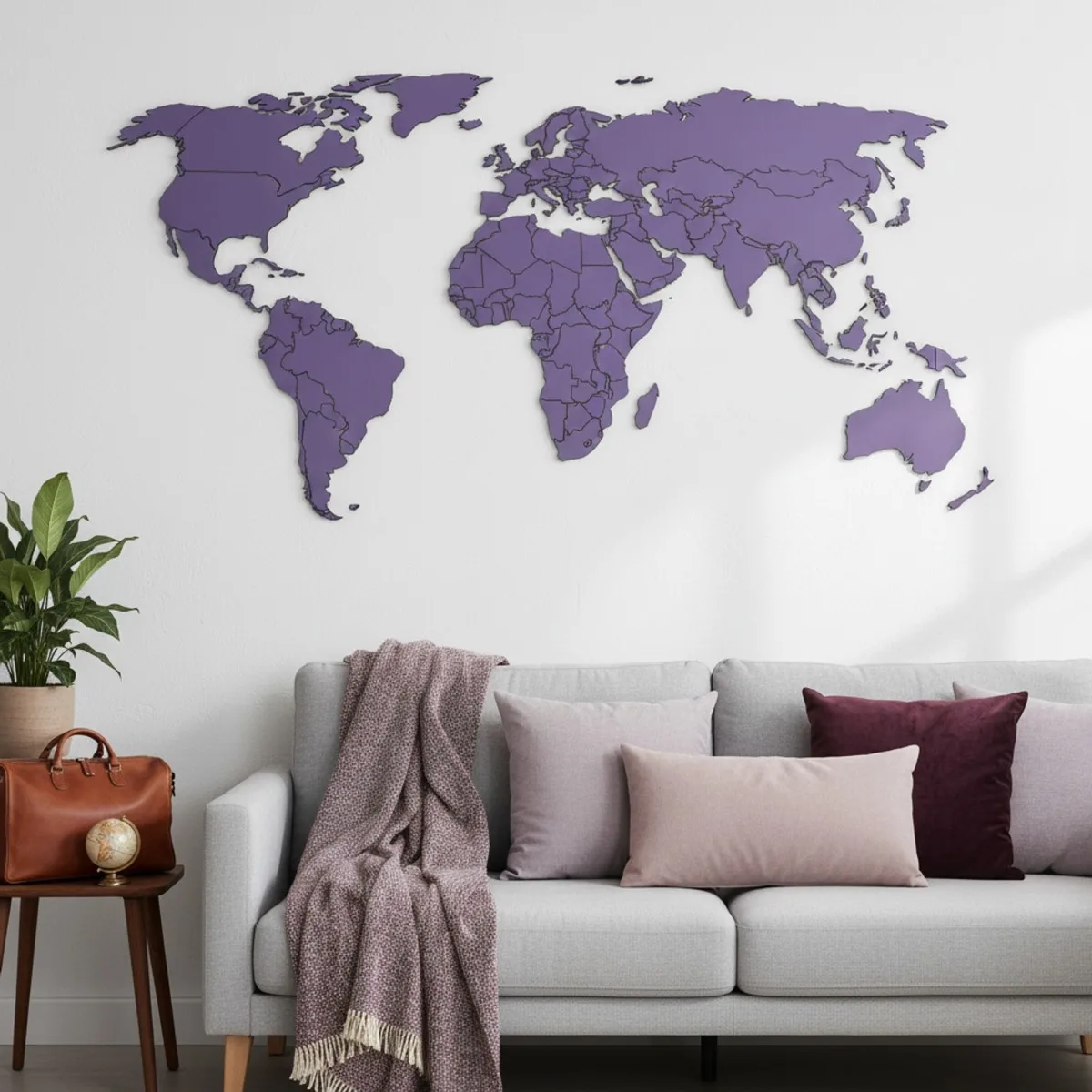 Plywood World Map Wall Decor