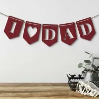 Holz-Girlande „I love Dad“ aus Birken-Sperrholz – 5 Wimpel