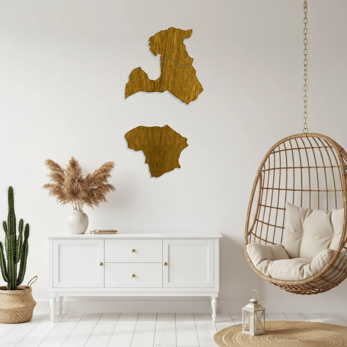 Baltic States Map – Birch Plywood Wooden Wall Decor (2 pieces)