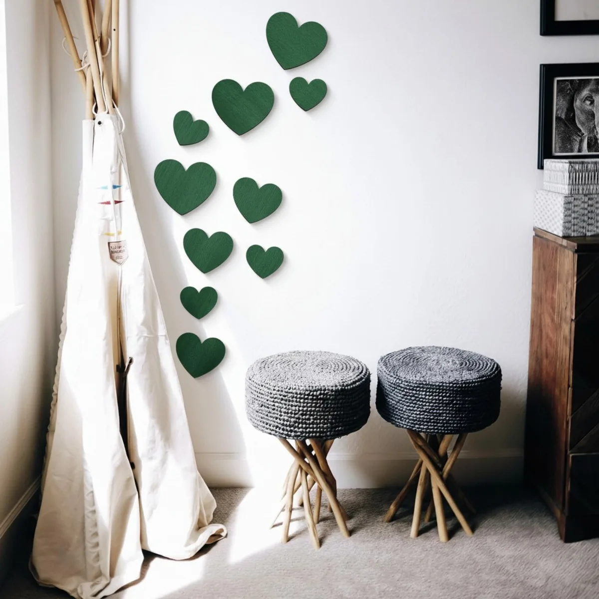 Birch Plywood Wood Wall Decoration - Hearts (10 pieces)