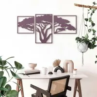 Houten wanddecoratie: Afrikaanse boom (3 delen) – Berken multiplex