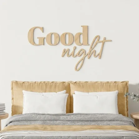 Good Night Wanddekoration aus Birken-Sperrholz