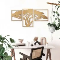 Houten wanddecoratie: Afrikaanse boom (3 delen) – Berken multiplex