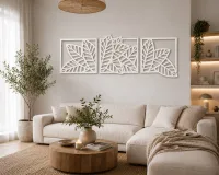 Wooden Leaves Triptych Wall Panel