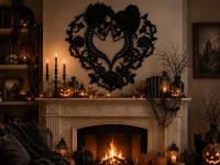 Wooden Heart Wall Art With Skulls