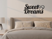 Sweet Dreams Wall Art — Wooden Script with Heart