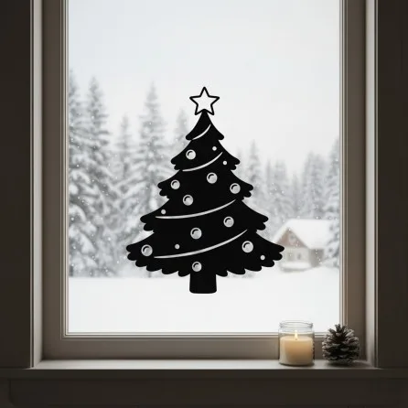 Decorated Christmas Tree Wall Decor – Baubles and Garland – Birch Plywood