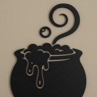 Décoration murale chaudron de sorcière – Chaudron de potion avec bulles – Bouleau