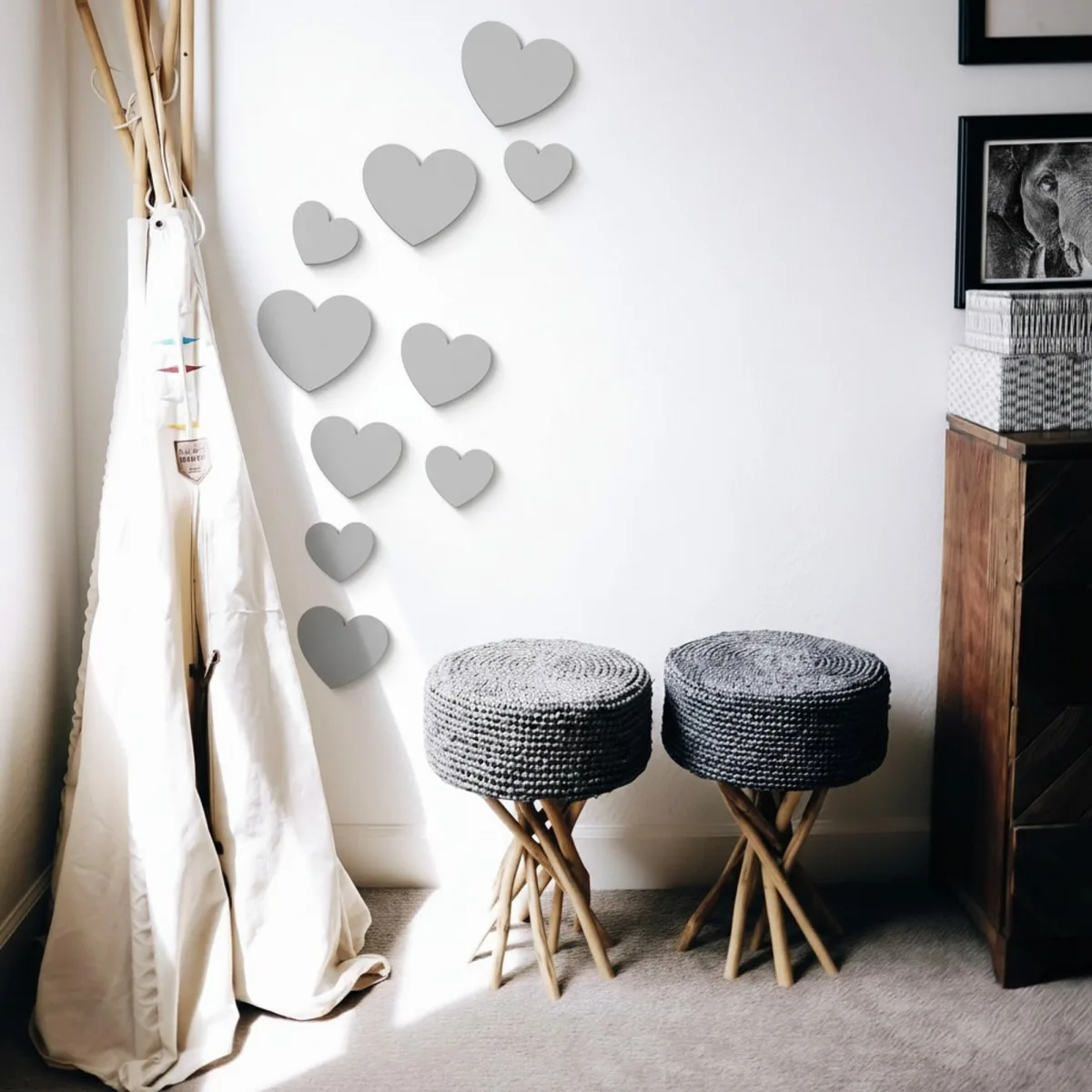 Birch Plywood Wood Wall Decoration - Hearts (10 pieces)