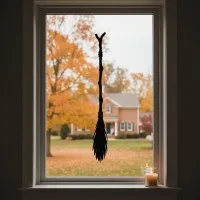 Witch Broom Wall Decor – Twig Broomstick Silhouette – Birch Plywood