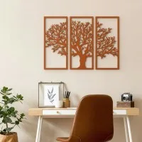 Wanddekoration aus Birken-Sperrholz – 3-teiliges Baum-Set 58x40 cm