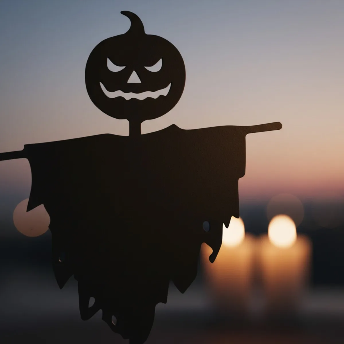 Pumpkin Scarecrow Wall Art – Halloween Stake Silhouette – Birch Plywood