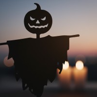 Pumpkin Scarecrow Wall Art – Halloween Stake Silhouette – Birch Plywood