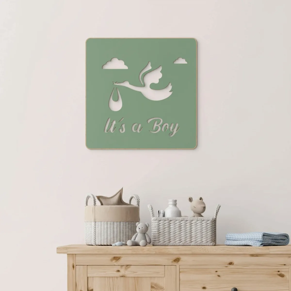 Plywood Wooden Ornament Baby – It's a Boy