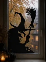 Plywood Witch with Broom Wall Art